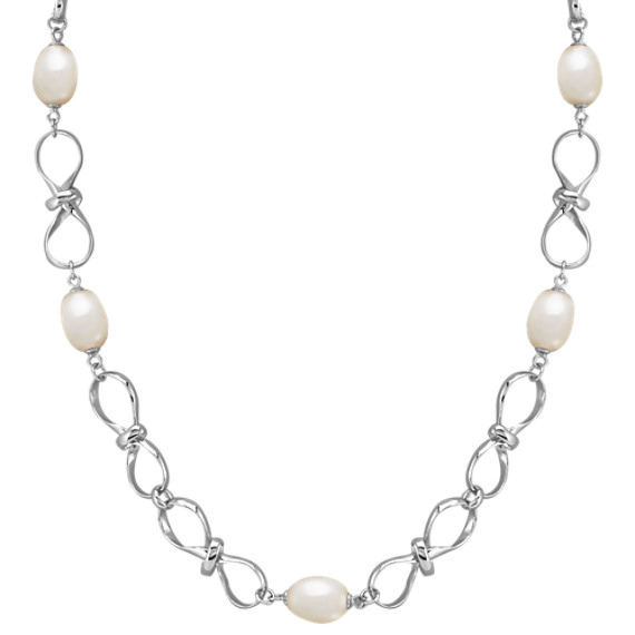 8.5mm Cultured Freshwater Pearl and Sterling Silver Necklace (30") 8.5mm Cultured Freshwater Pearl and Sterling Silver Necklace (30")