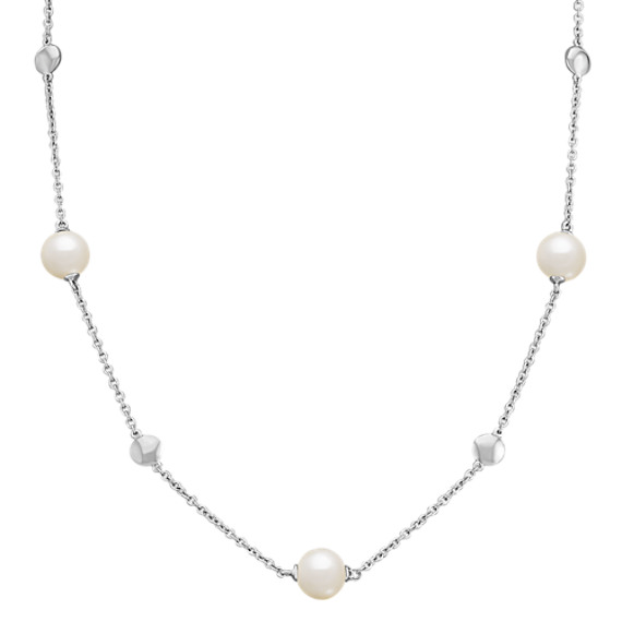 8.5mm Cultured Freshwater Pearl and Sterling Silver Necklace (18") 8.5mm Cultured Freshwater Pearl and Sterling Silver Necklace (18")
