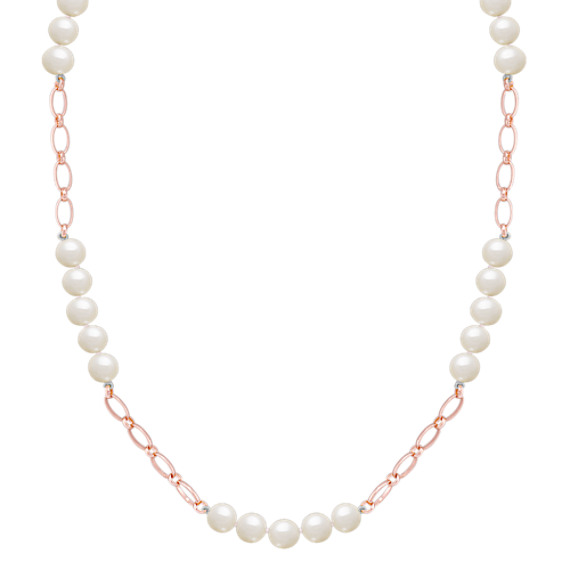 8mm Cultured Freshwater Pearl and Sterling Silver Necklace (40") 8mm Cultured Freshwater Pearl and Sterling Silver Necklace (40")