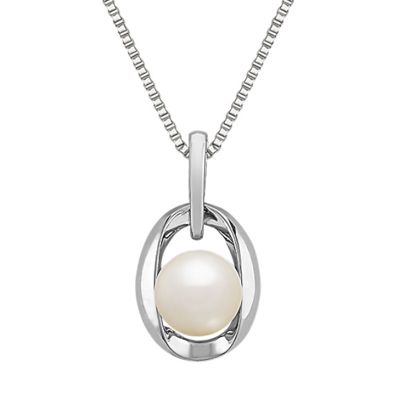 8mm Cultured Freshwater Pearl and Sterling Silver Pendant (18") 8mm Cultured Freshwater Pearl and Sterling Silver Pendant (18")