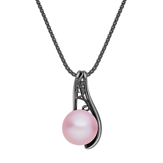 8mm Lavender Cultured Freshwater Pearl Pendant with Black Rhodium (18") 8mm Lavender Cultured Freshwater Pearl Pendant with Black Rhodium (18")