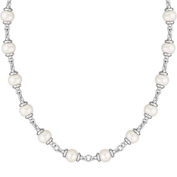 9MM Cultured Freshwater and Sterling Silver Necklace (30") 9MM Cultured Freshwater and Sterling Silver Necklace (30")