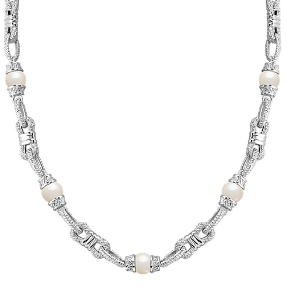 9mm Cultured Freshwater Pearl and Sterling Silver Necklace (24") 9mm Cultured Freshwater Pearl and Sterling Silver Necklace (24")