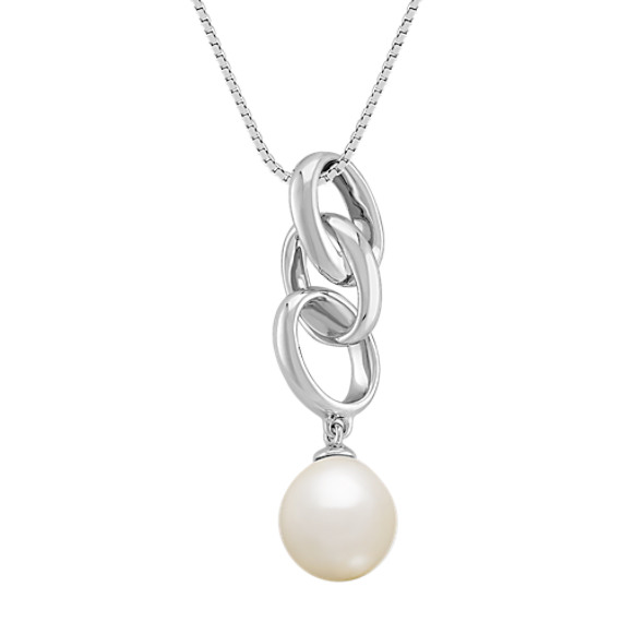 9mm Cultured Freshwater Pearl and Sterling Silver Pendant (18") 9mm Cultured Freshwater Pearl and Sterling Silver Pendant (18")