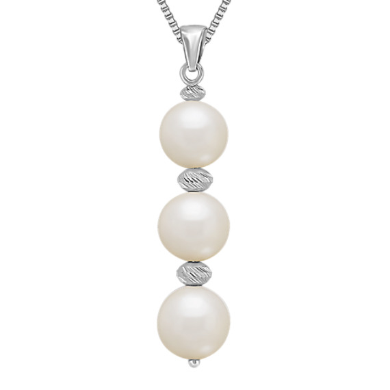 9mm Cultured Freshwater Pearl and Sterling Silver Pendant (18") 9mm Cultured Freshwater Pearl and Sterling Silver Pendant (18")