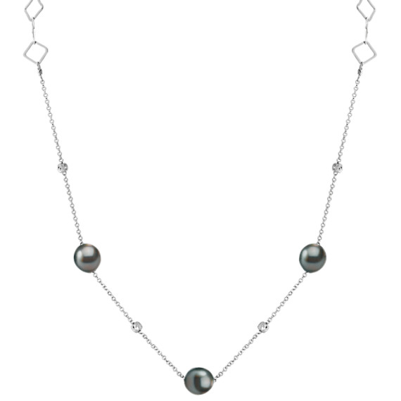 9mm Cultured Tahitian Pearl and Sterling Silver Necklace (36") 9mm Cultured Tahitian Pearl and Sterling Silver Necklace (36")