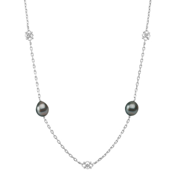 9mm Cultured Tahitian Pearl and Sterling Silver Necklace (30") 9mm Cultured Tahitian Pearl and Sterling Silver Necklace (30")