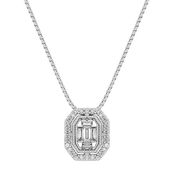 Baguette and Round Diamond Pendant (18") Baguette and Round Diamond Pendant (18")
