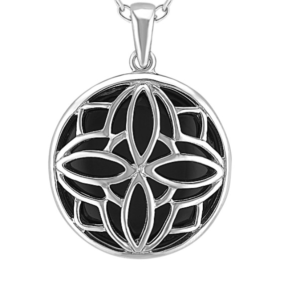 Black Agate and Sterling Silver Pendant (18") Black Agate and Sterling Silver Pendant (18")