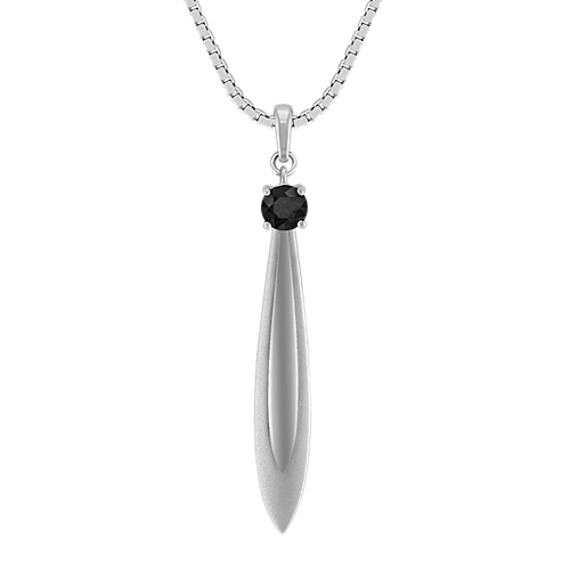 Black Sapphire and Sterling Silver Pendant (18") Black Sapphire and Sterling Silver Pendant (18")