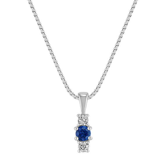 Diamond and Sapphire Three-Stone Pendant (18") Diamond and Sapphire Three-Stone Pendant (18")