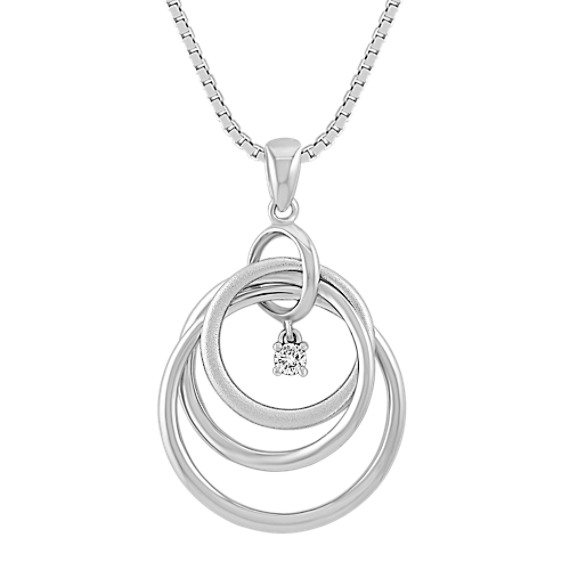 Diamond and Sterling Silver Circle Pendant (18") Diamond and Sterling Silver Circle Pendant (18")