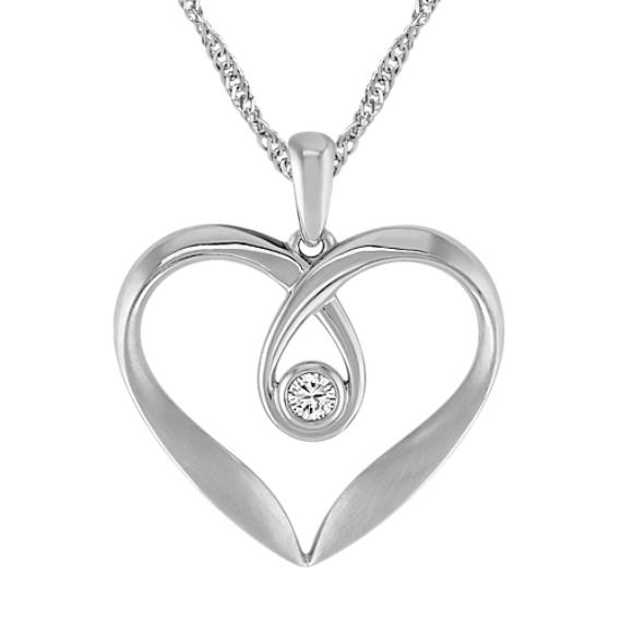 Diamond and Sterling Silver Heart Pendant (18") Diamond and Sterling Silver Heart Pendant (18")