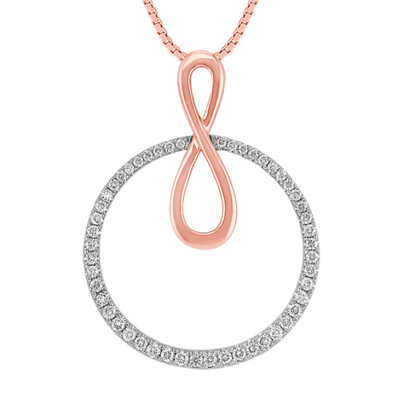 Diamond Circle Pendant in 14k Rose & White Gold (18") Diamond Circle Pendant in 14k Rose & White Gold (18")