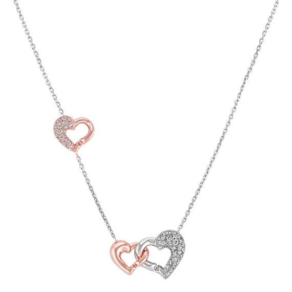 Diamond Heart Lariat Necklace in 14k Rose & White Gold Diamond Heart Lariat Necklace in 14k Rose & White Gold