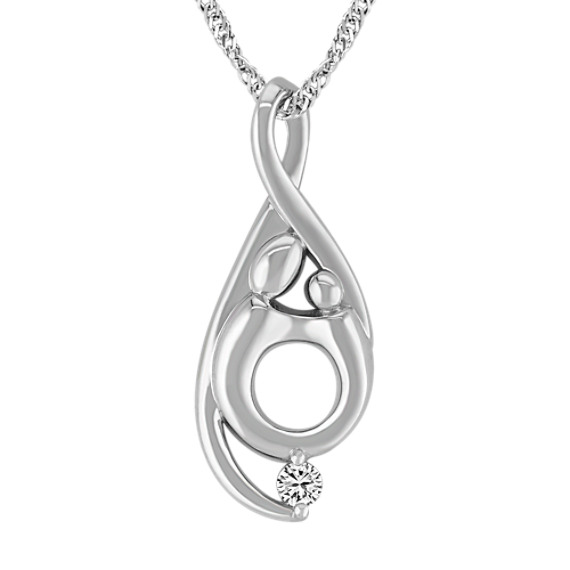 Diamond Mother & Child Pendant in Sterling Silver (20") Diamond Mother & Child Pendant in Sterling Silver (20")