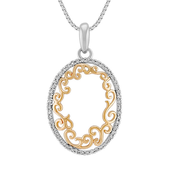 Diamond Oval Pendant in Two-Tone Gold (18") Diamond Oval Pendant in Two-Tone Gold (18")