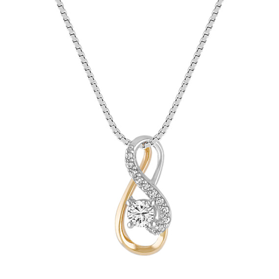Diamond Pendant in Two-Tone Gold (18") Diamond Pendant in Two-Tone Gold (18")