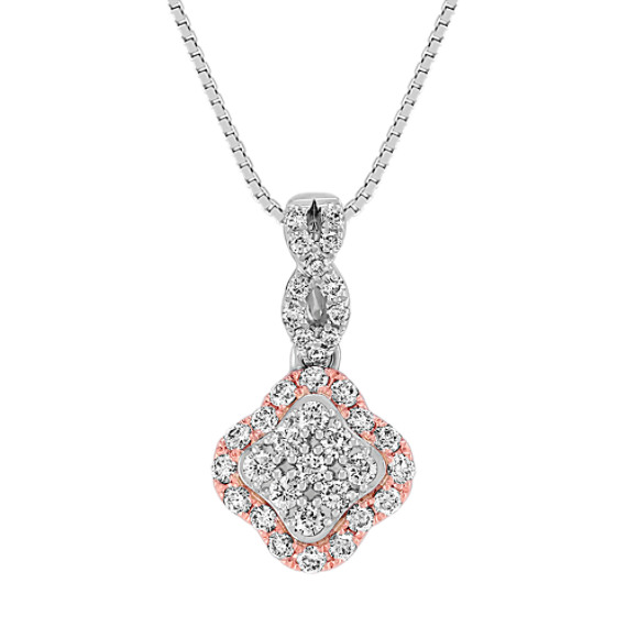 Diamond Pendant in White and Rose Gold (18") Diamond Pendant in White and Rose Gold (18")