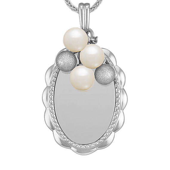 Engravable Sterling Silver Pendant with 5mm Cultured Freshwater Pearls (24") Engravable Sterling Silver Pendant with 5mm Cultured Freshwater Pearls (24")