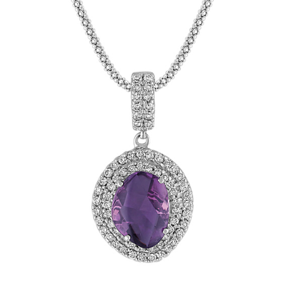 Freeform Lavender Sapphire and Diamond Pendant (22") Freeform Lavender Sapphire and Diamond Pendant (22")