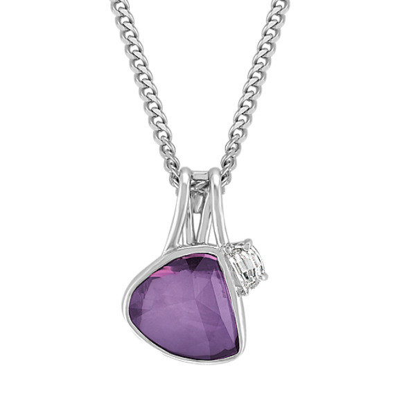 Freeform Lavender Sapphire and Half Moon Diamond Pendant (18") Freeform Lavender Sapphire and Half Moon Diamond Pendant (18")
