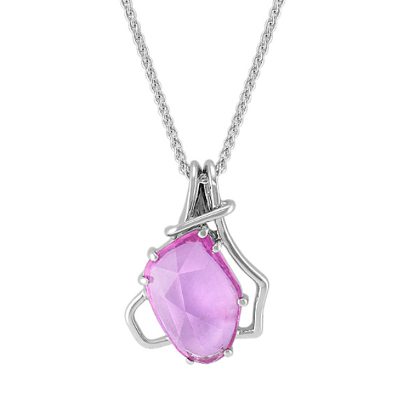 Freeform Pink Sapphire Pendant (22") Freeform Pink Sapphire Pendant (22")