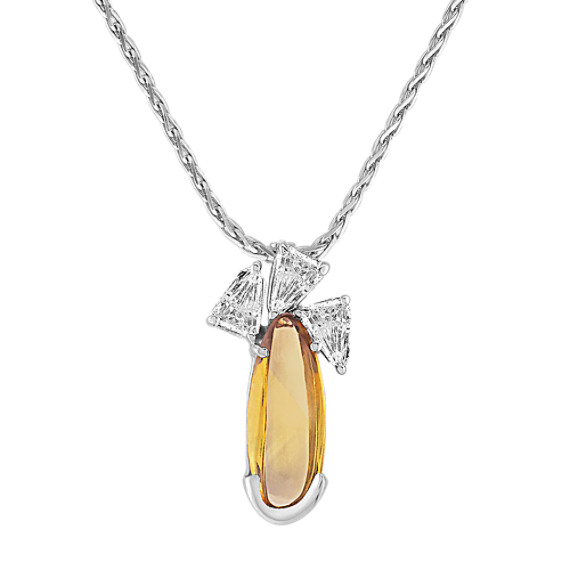 Freeform Yellow Sapphire and Fancy Shape Diamond Pendant (20") Freeform Yellow Sapphire and Fancy Shape Diamond Pendant (20")