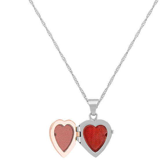 Heart Locket in 14k White and Rose Gold (18 in.)