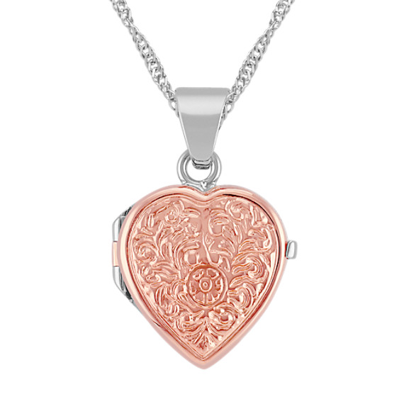 Heart Locket in 14k White and Rose Gold (18") Heart Locket in 14k White and Rose Gold (18")