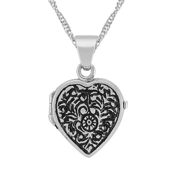 Heart Locket in 14k White Gold (18") Heart Locket in 14k White Gold (18")