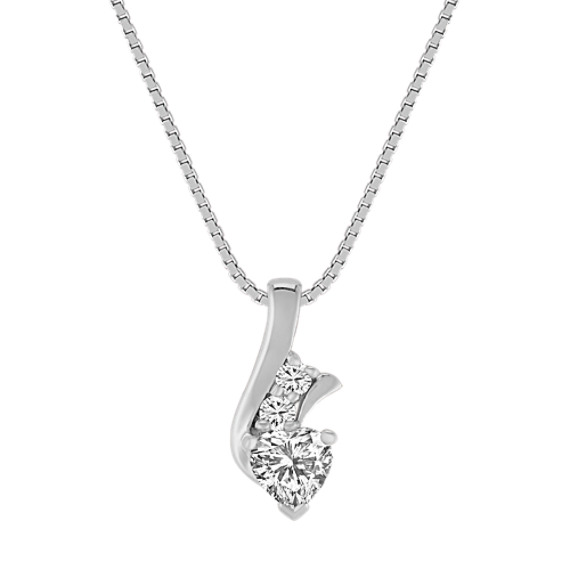 Heart-Shaped and Round White Sapphire Pendant (18") Heart-Shaped and Round White Sapphire Pendant (18")