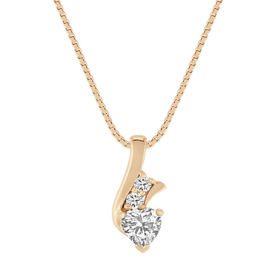Heart-Shaped and Round White Sapphire Pendant (18") Heart-Shaped and Round White Sapphire Pendant (18")