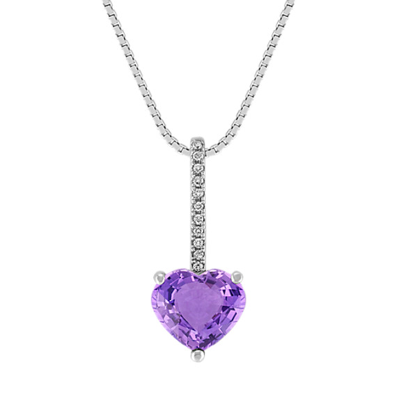 Heart-Shaped Lavender Sapphire and Round Diamond Pendant (18") Heart-Shaped Lavender Sapphire and Round Diamond Pendant (18")