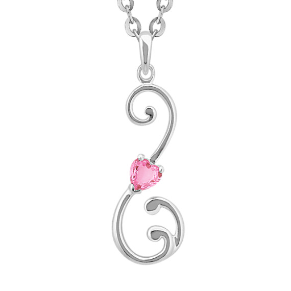 Heart-Shaped Pink Sapphire and Sterling Silver Sweetheart Pendant (18") Heart-Shaped Pink Sapphire and Sterling Silver Sweetheart Pendant (18")