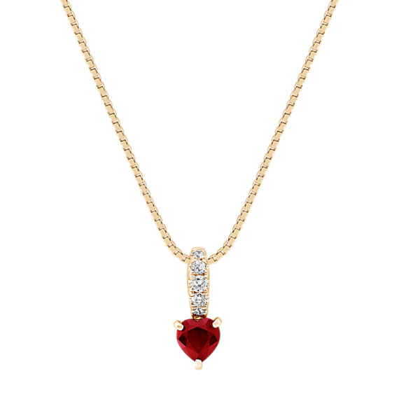 Heart-Shaped Ruby and Diamond Pendant (18") Heart-Shaped Ruby and Diamond Pendant (18")