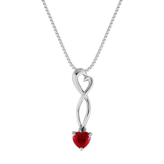 Heart-Shaped Ruby Heart Pendant (18") Heart-Shaped Ruby Heart Pendant (18")