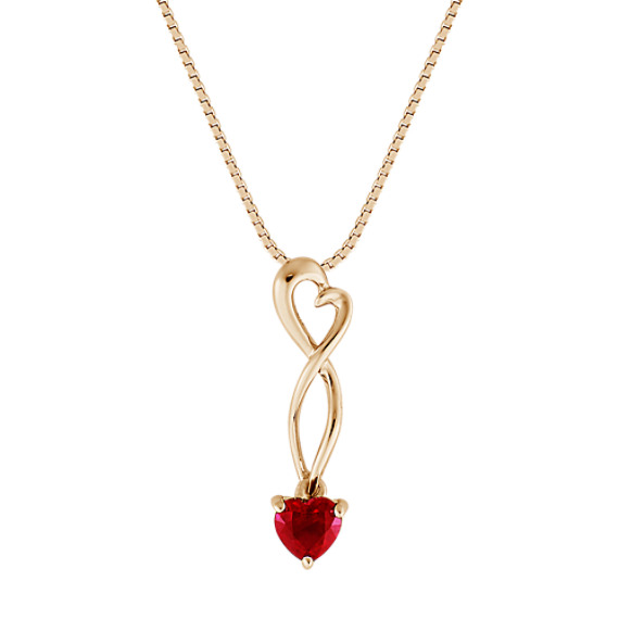 Heart-Shaped Ruby Heart Pendant (18") Heart-Shaped Ruby Heart Pendant (18")