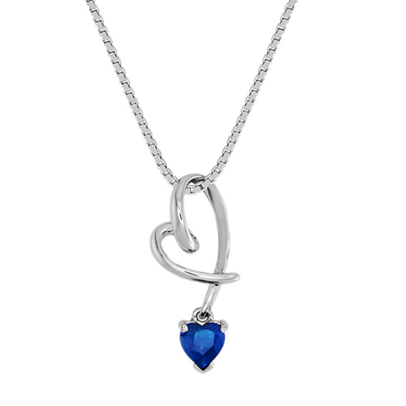 Heart-Shaped Sapphire Heart Pendant (18") Heart-Shaped Sapphire Heart Pendant (18")