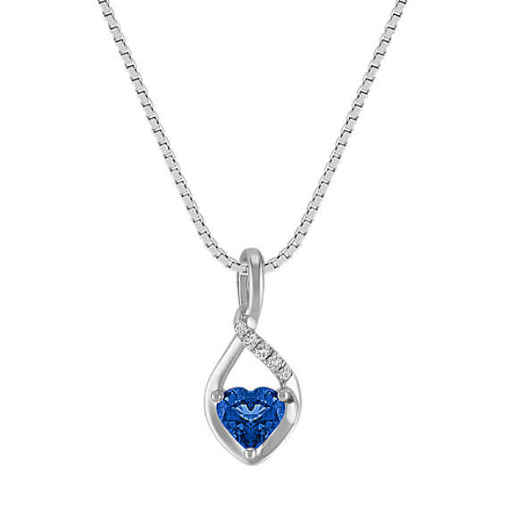Heart-Shaped Sapphire Pendant in Sterling Silver (18") Heart-Shaped Sapphire Pendant in Sterling Silver (18")