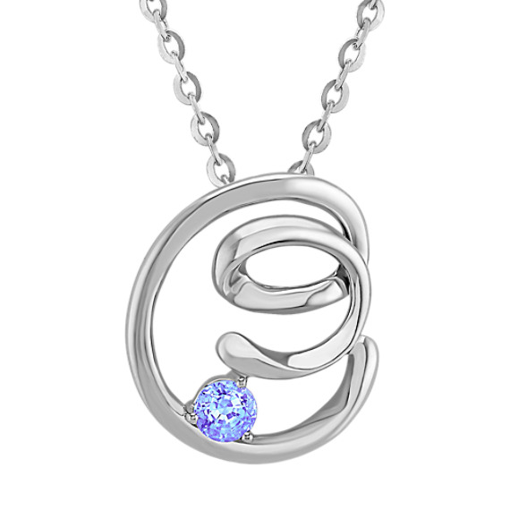 Ice Blue Sapphire and Sterling Silver Pendant (18") Ice Blue Sapphire and Sterling Silver Pendant (18")