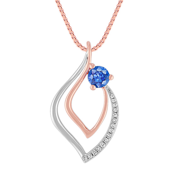 Kentucky Blue Sapphire and Diamond Pendant in Two-Tone Gold (18") Kentucky Blue Sapphire and Diamond Pendant in Two-Tone Gold (18")
