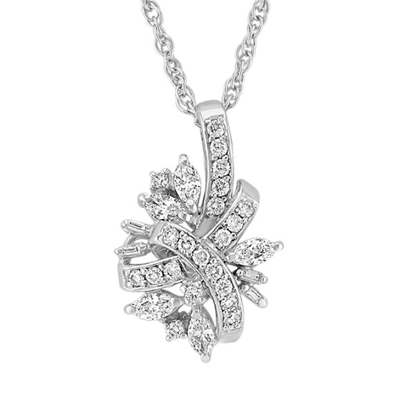 Marquise, Baguette, and Round Diamond Pendant (18") Marquise, Baguette, and Round Diamond Pendant (18")