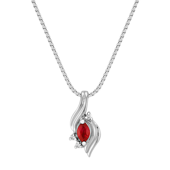 Marquise Ruby and Diamond Pendant (18") Marquise Ruby and Diamond Pendant (18")