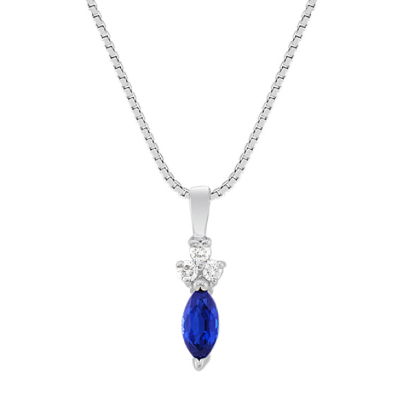 Marquise Sapphire and Diamond Pendant (18") Marquise Sapphire and Diamond Pendant (18")