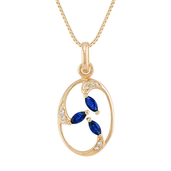 Marquise Sapphire and Diamond Pendant (18") Marquise Sapphire and Diamond Pendant (18")