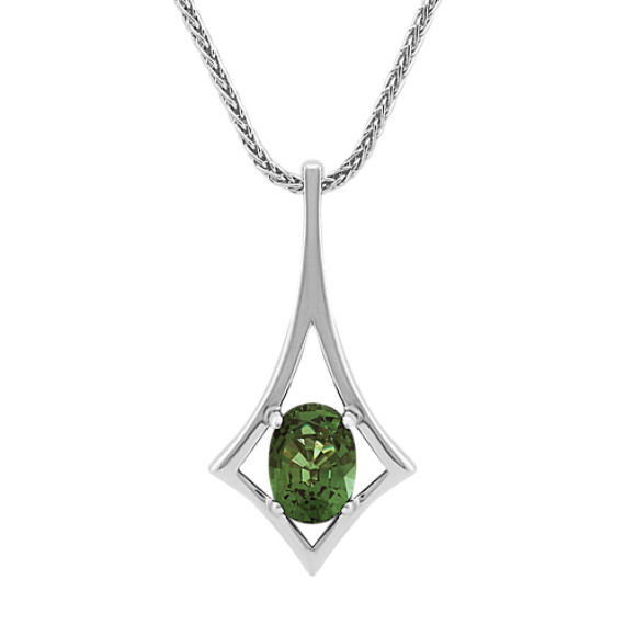 Oval Green Sapphire Pendant (18") Oval Green Sapphire Pendant (18")