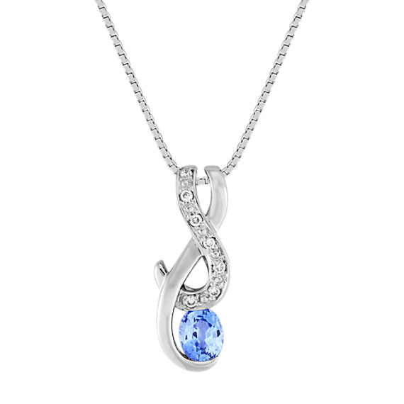 Oval Ice Blue Sapphire and Diamond Pendant (18") Oval Ice Blue Sapphire and Diamond Pendant (18")