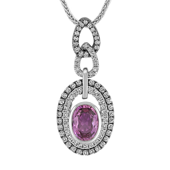Oval Lavender Sapphire and Diamond Pendant with Black Rhodium (22") Oval Lavender Sapphire and Diamond Pendant with Black Rhodium (22")