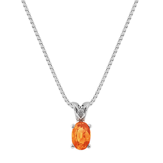 Oval Orange Sapphire Pendant (18”) Oval Orange Sapphire Pendant (18”)